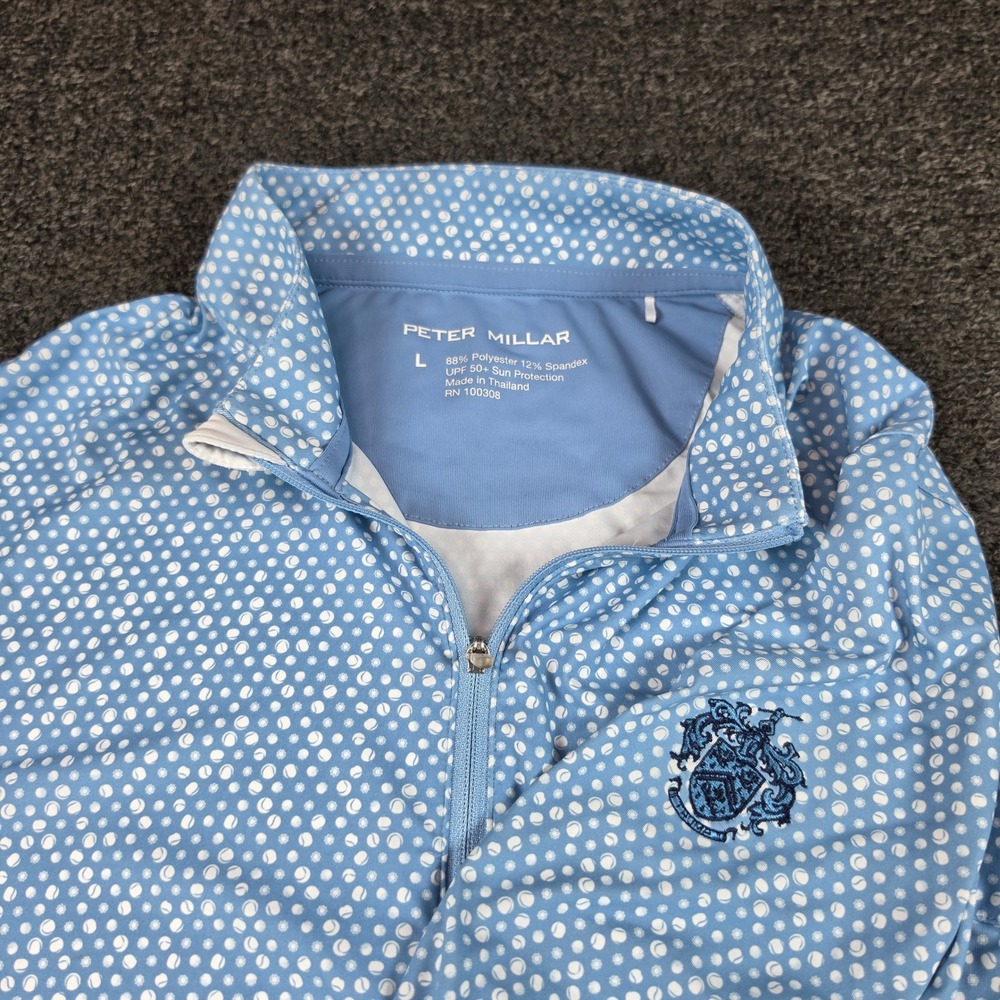 Peter Millar Trump National 1/4 Zip Sun Shirt Blue Womens Large Tennis LS23EK09